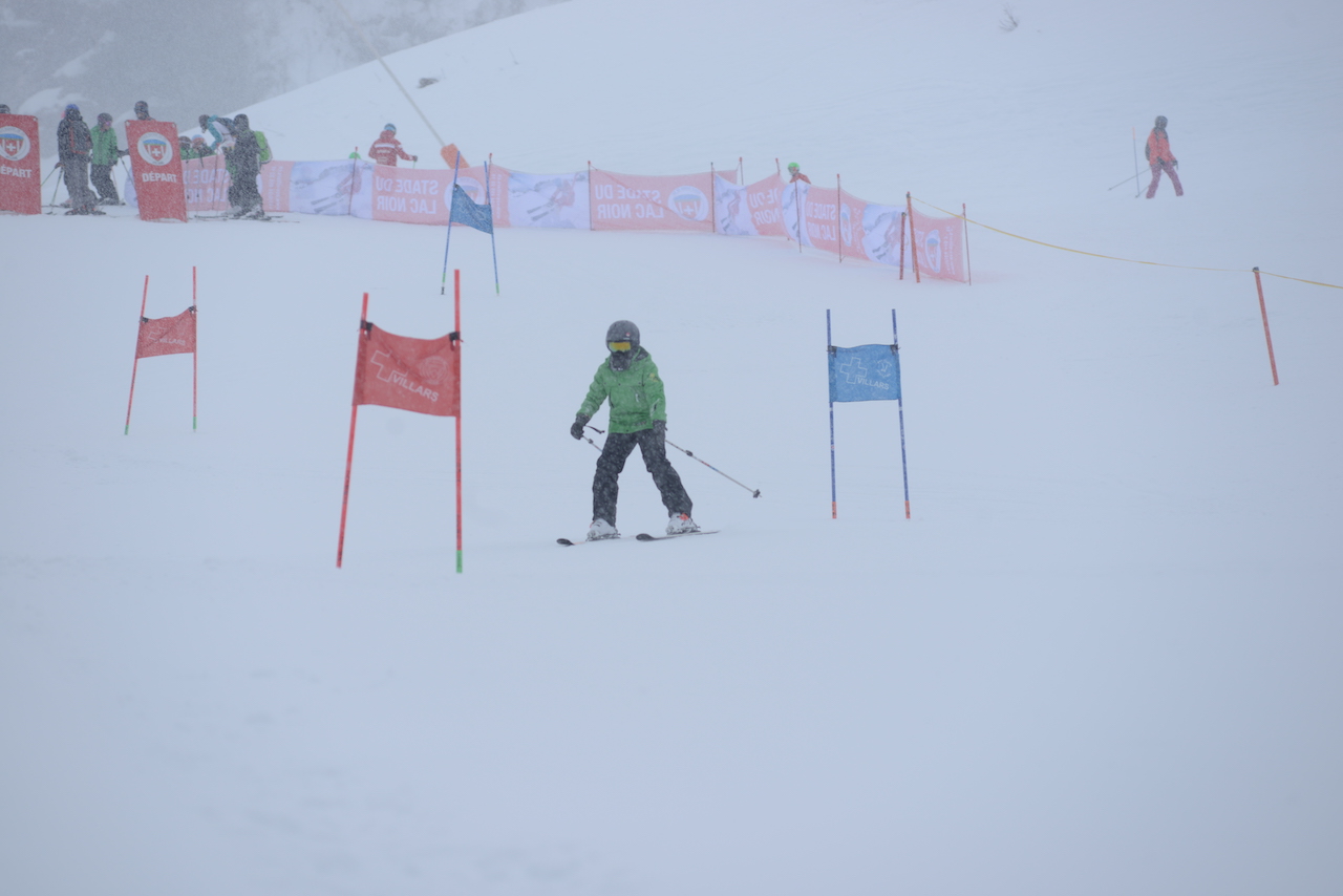 The slalom course prepared on the camp training slope
